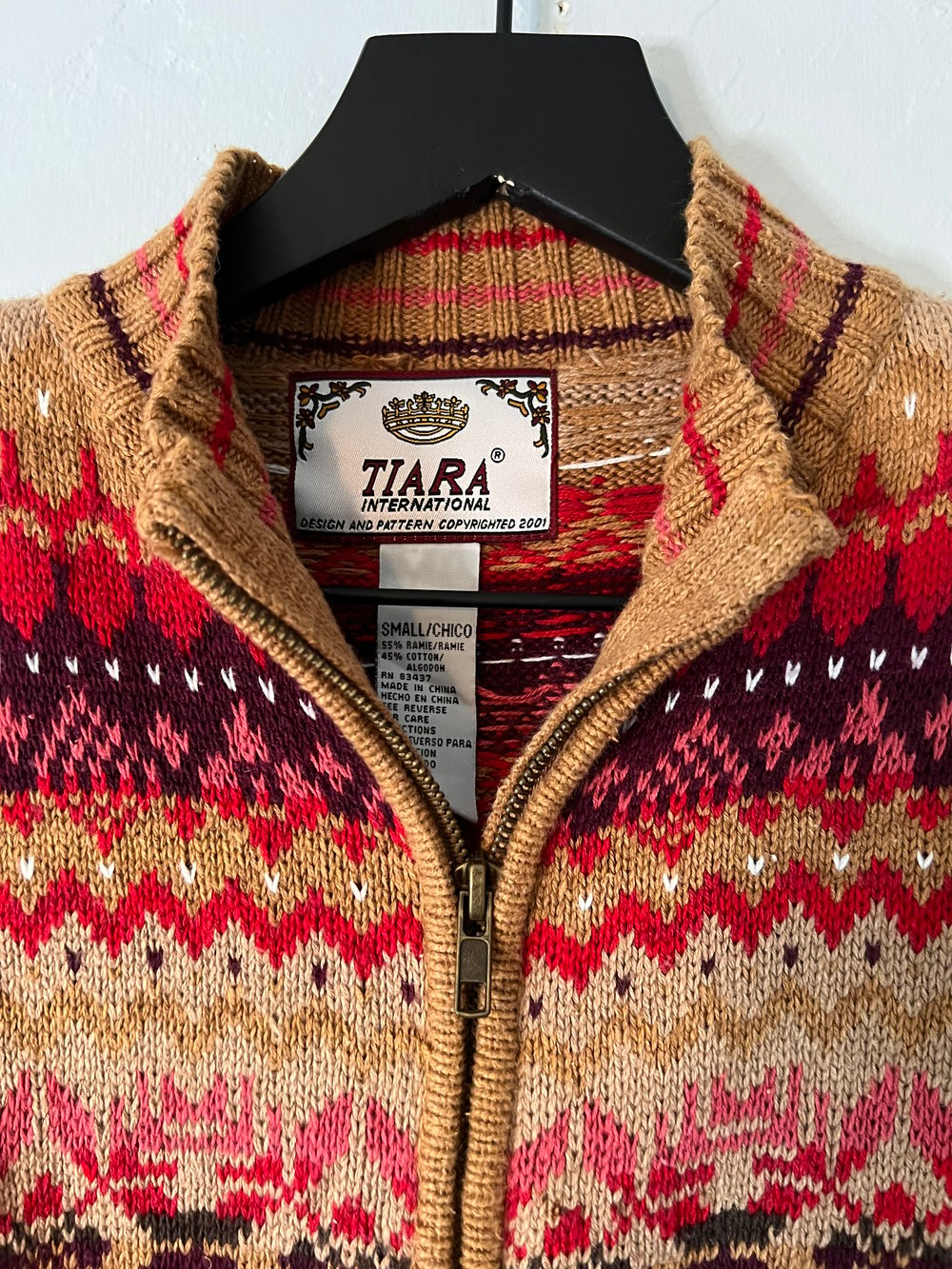 Vintage Tiara Zip Up Sweater (S)
