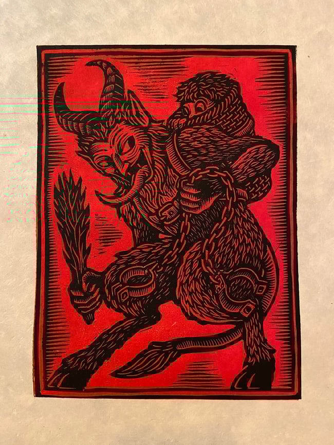 Krampus Block Print