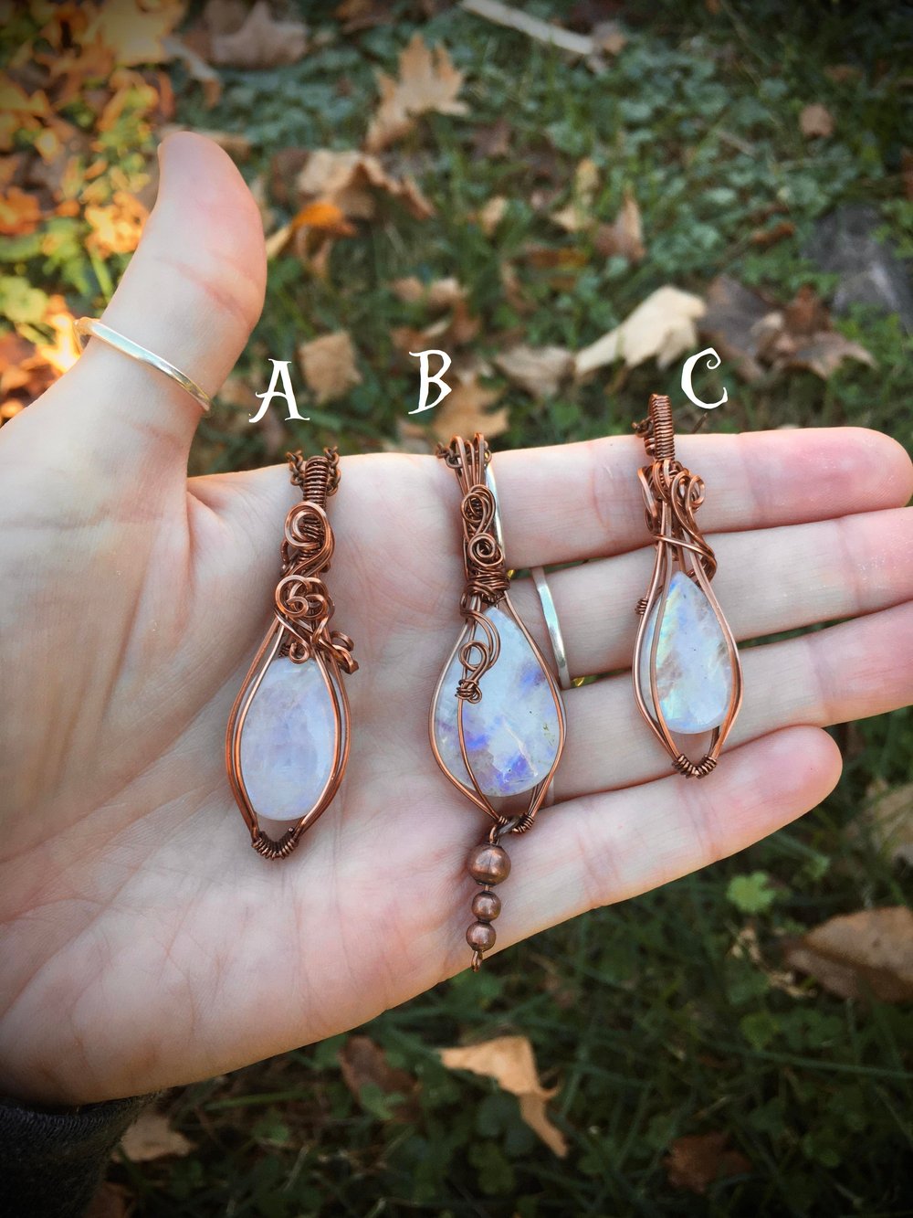 assorted moonstone necklaces