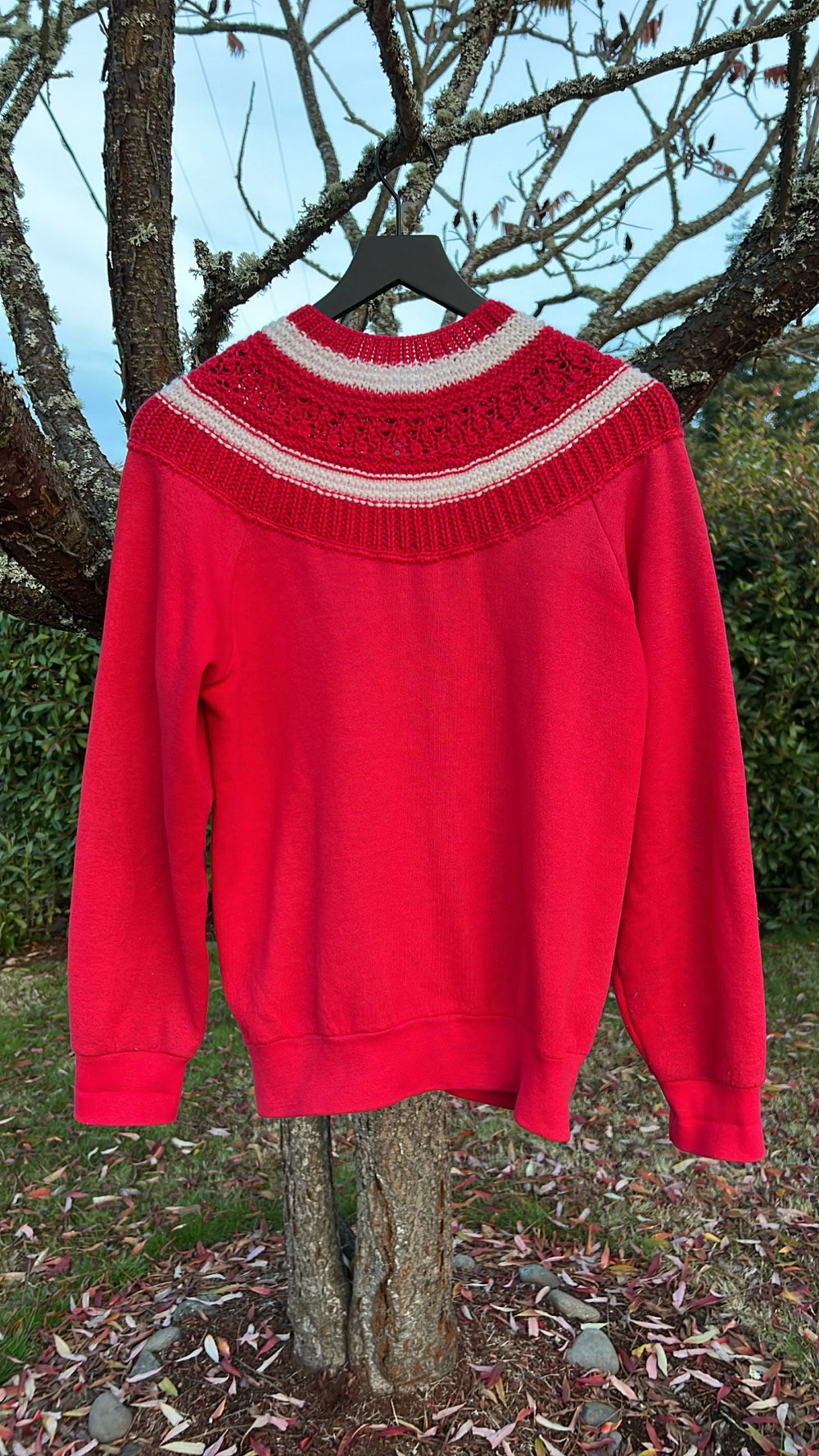 Vintage DIY Grandma Knitted Button Up Sweatshirt (M)