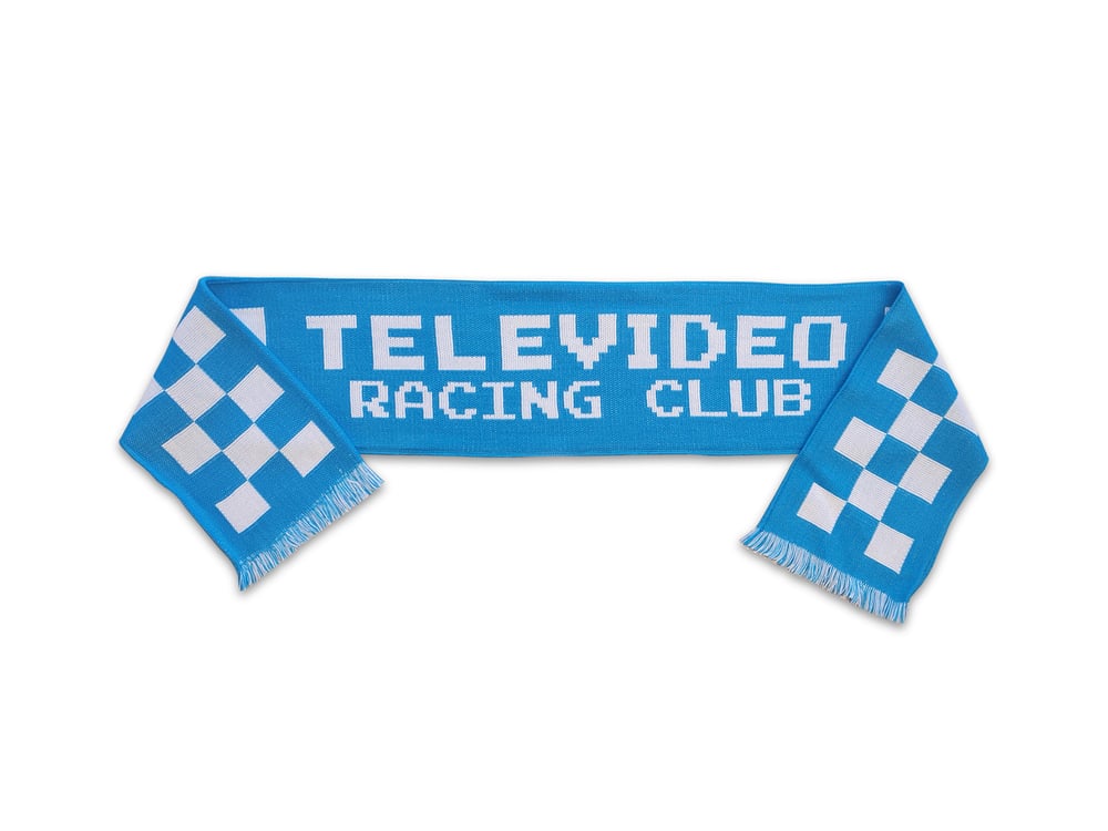 Image of "Televideo Racing Club" knitted scarf (blue)