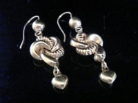 Image 1 of EDWARDIAN VICTORIAN 9CT YELLOW GOLD SNAKE HEART DROP EARRINGS 5.3G