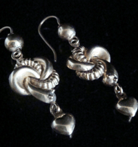 Image 2 of EDWARDIAN VICTORIAN 9CT YELLOW GOLD SNAKE HEART DROP EARRINGS 5.3G