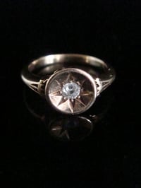 Image 1 of VICTORIAN 18CT YELLOW GOLD  STAR CELESTIAL DIAMOND SOLITAIRE RING