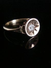Image 2 of VICTORIAN 18CT YELLOW GOLD  STAR CELESTIAL DIAMOND SOLITAIRE RING
