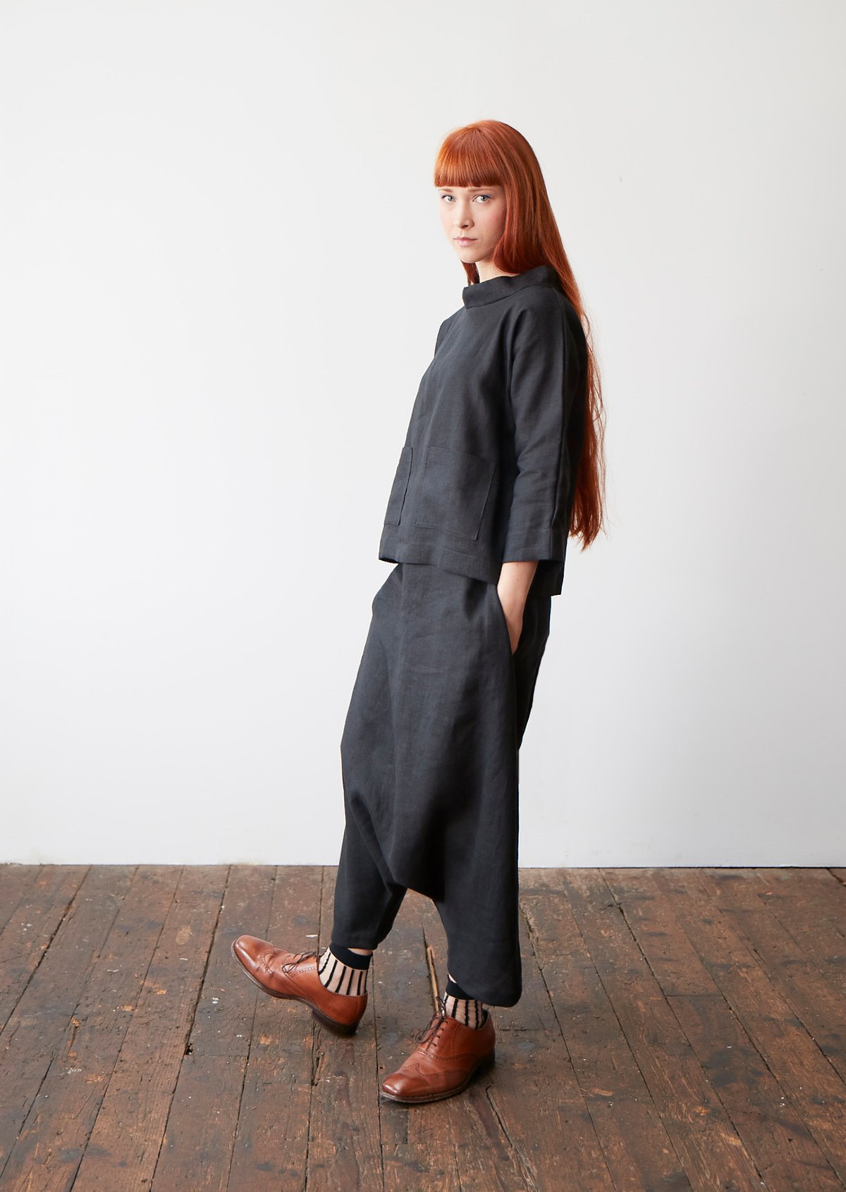 Image of Ruched Waist Sarouel Trousers