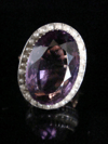 VICTORIAN 9CT YELLOW GOLD NATURAL AMETHYST AND PEARL LARGE CLUSTER RING