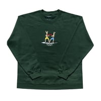 Image 1 of "Boxing Bunnies" Forrest Green Crewneck