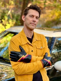 Image 2 of Mens Black Ziggy Leather Gloves