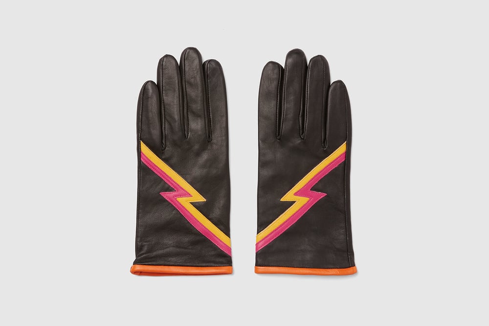 Mens Black Ziggy Leather Gloves