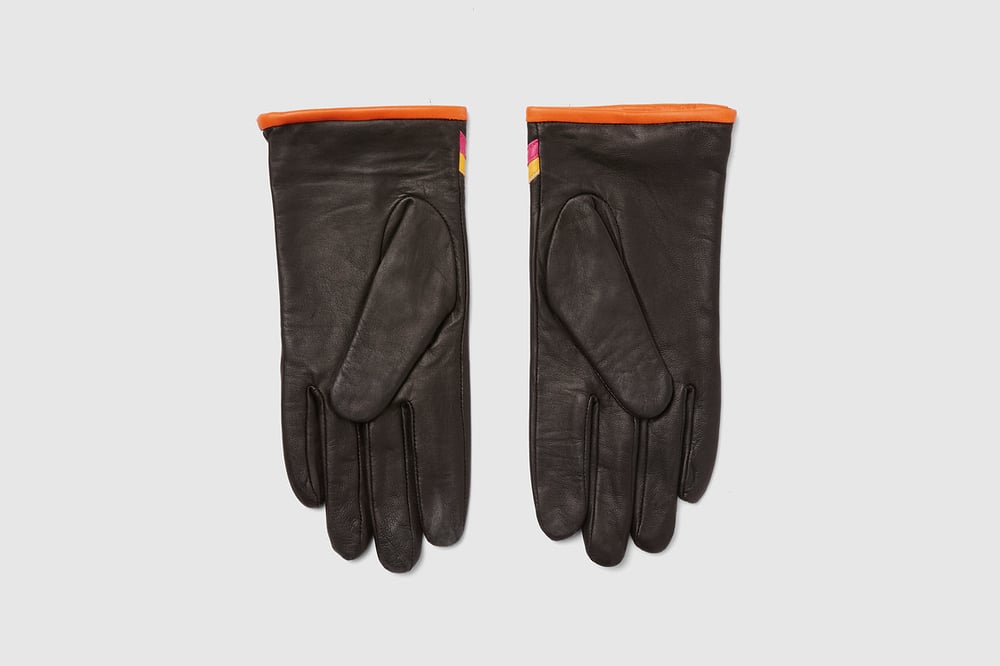 Mens Black Ziggy Leather Gloves