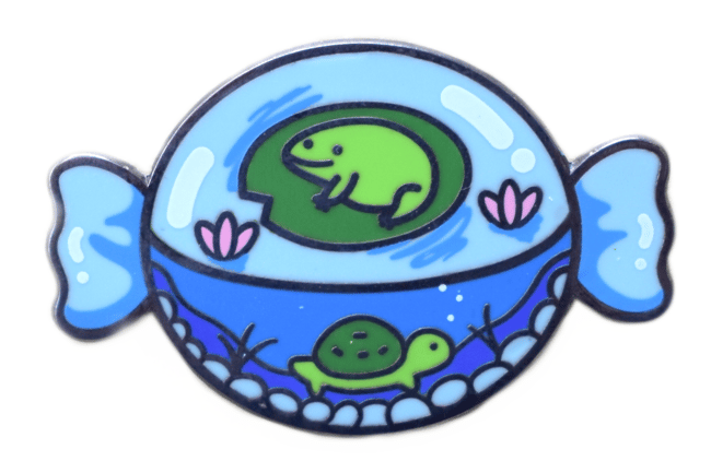 Frog and Turtle Crystal Candy Pin