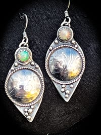 Image 4 of Intentions ~ The Crowning~ Sterling and Ethiopian Welo Opal Drop Earrings