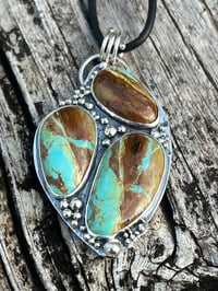 Image 3 of Estuary ~ Sterling Silver and Kingman Desert Sky Turquoise Necklace