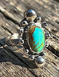 Image 2 of Estuary ~ Sterling Silver and Kingman Desert Sky Turquoise Statement Ring