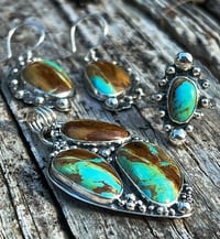 Image 4 of Estuary ~ Sterling Silver and Kingman Desert Sky Turquoise Earrings