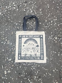 Black Live In Your Heart tote bag.