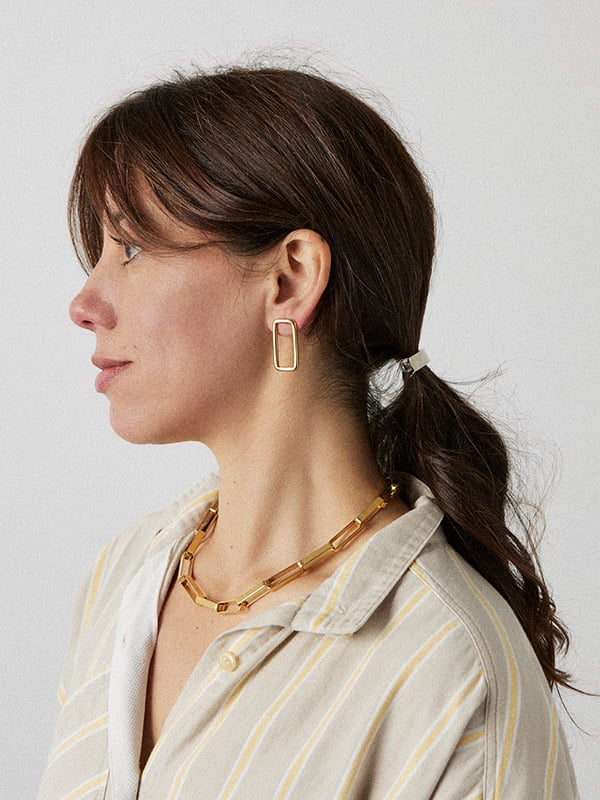 Image of BOUCLES D’OREILLES RUBEN RECTANGLES PLAQUÉES OR