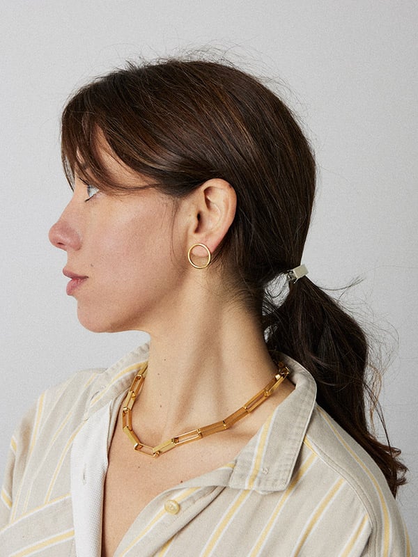 Image of BOUCLES D’OREILLES RUBEN RONDES PLAQUÉES ARGENT