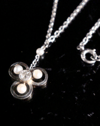ORIGINAL EDWARDIAN PLATINUM DIAMOND NATURAL PEARL 3 LEAF CLOVER NECKLACE 