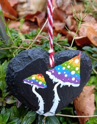 Image 2 of Rainbow toadstools on slate heart