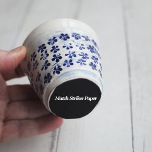 Image of Floral Decorated Match Striker Cup, Handcrafted Shot Glass, Made in USA