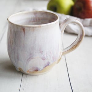 Image of Handmade Pottery Mug in Dripping Strawberry Ice Cream Glaze, Made in USA