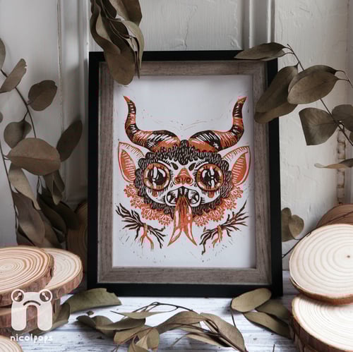 Image of Krampus Lino Print - A5