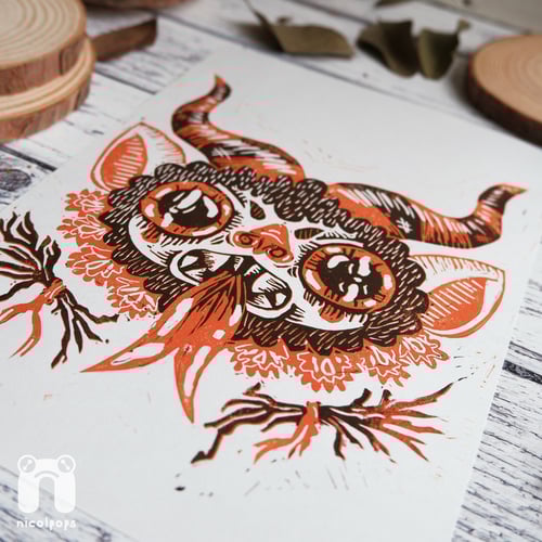 Image of Krampus Lino Print - A5