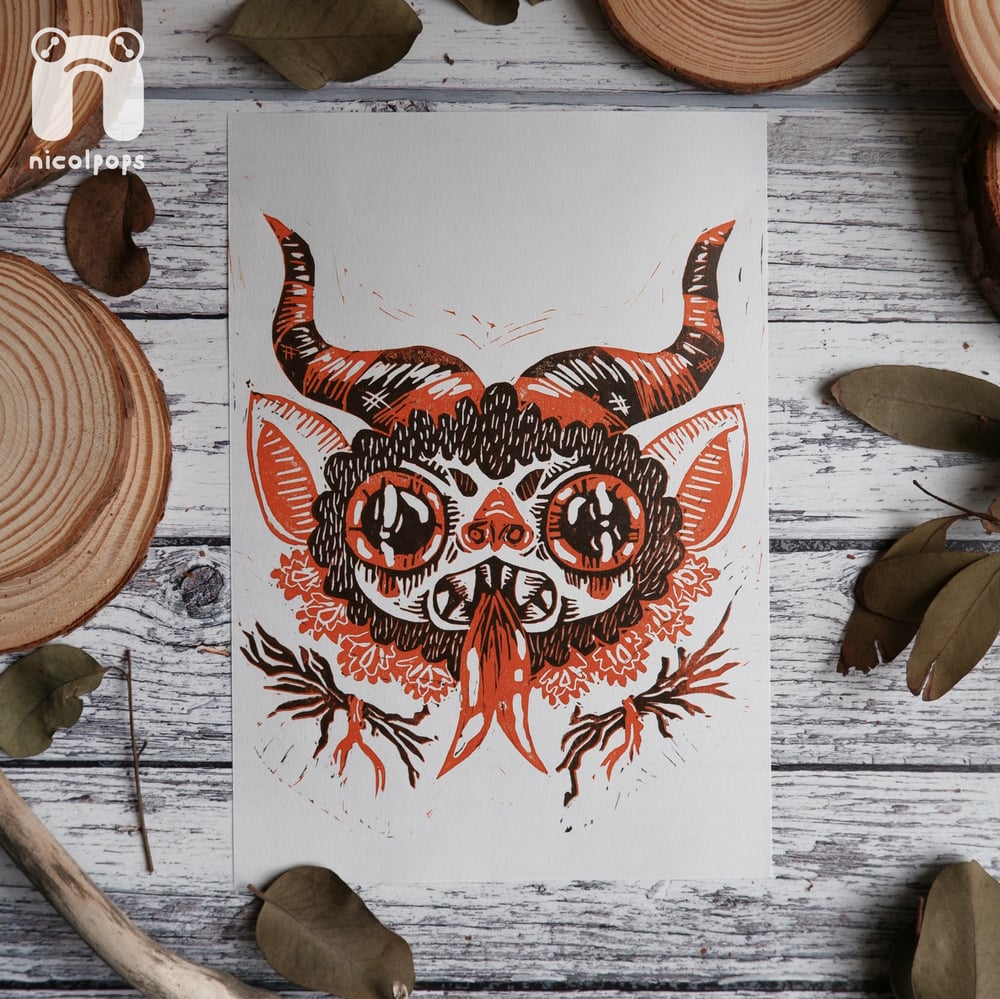 Image of Krampus Lino Print - A5