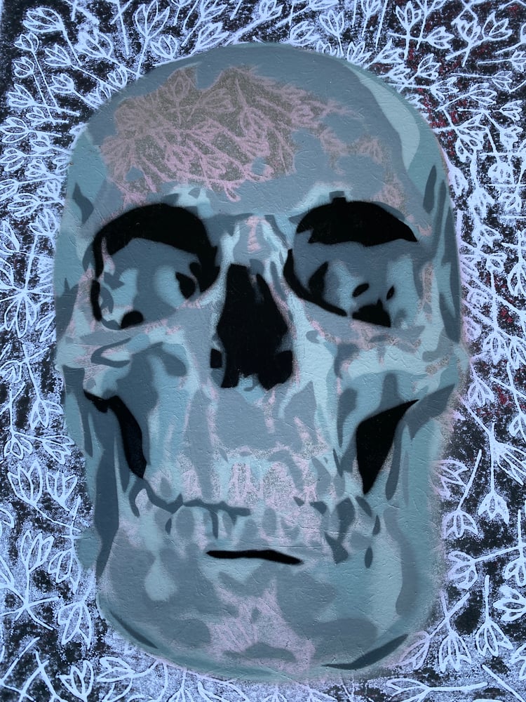 Image of gray shade skull 11x14 