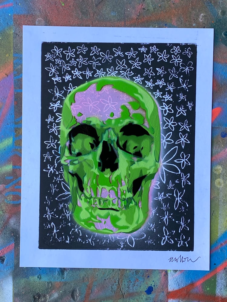 Image of green shade skull 11x14