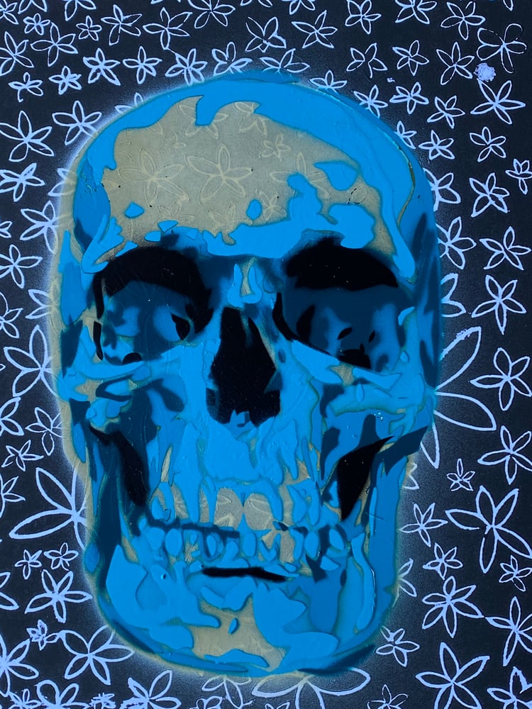 Image of blue shade skull 11x14