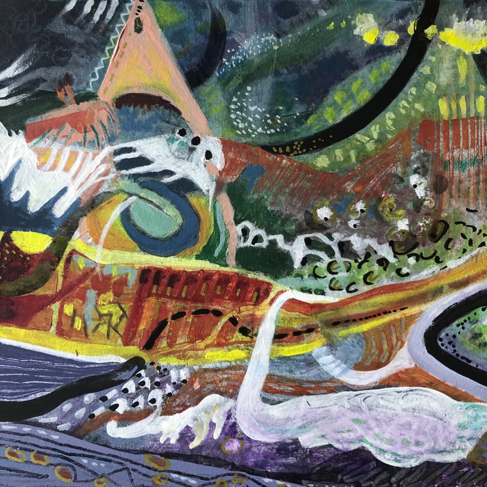 Image of Abstract Acrylic Painting WHAT'S UNDER THE BED?