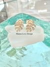 14k solid gold diamond monstera stud earrings 