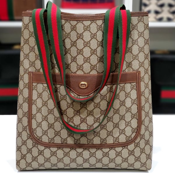 Image of Vtg. Gucci Brown Monogram Tote