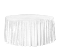 White Velvet Round  table cloth  132" 