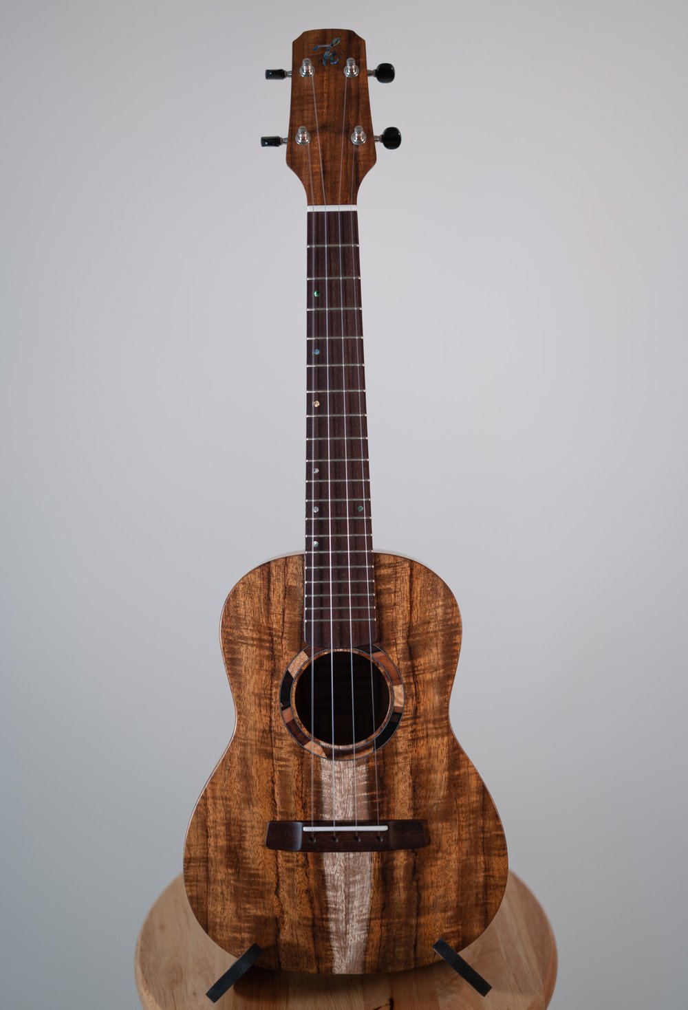 Image of Heritage Ukuleles Custom Curly Koa Rosette Tenor 11/15/22