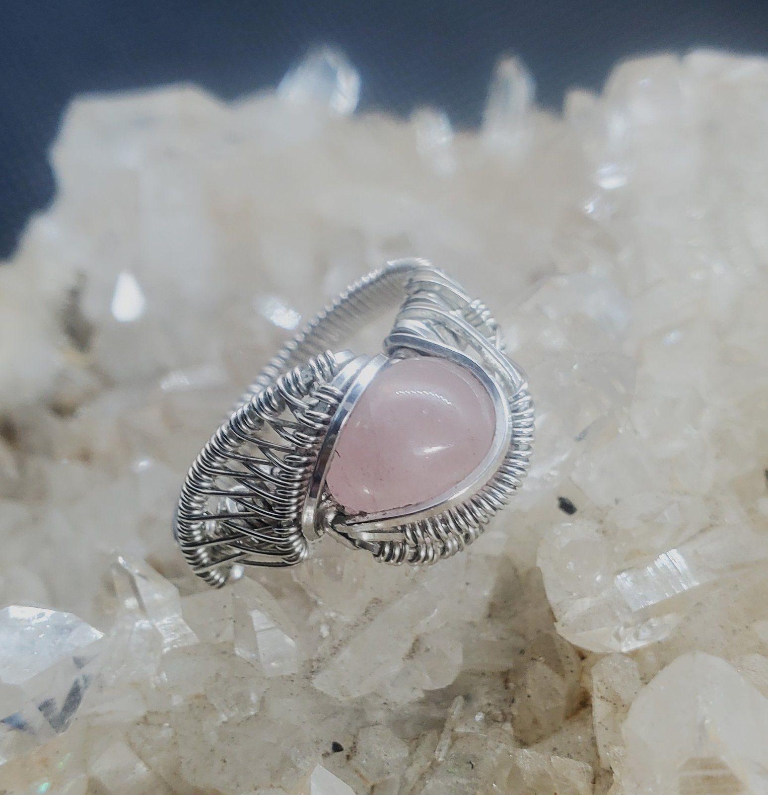 Rose quartz clearance ring sterling silver