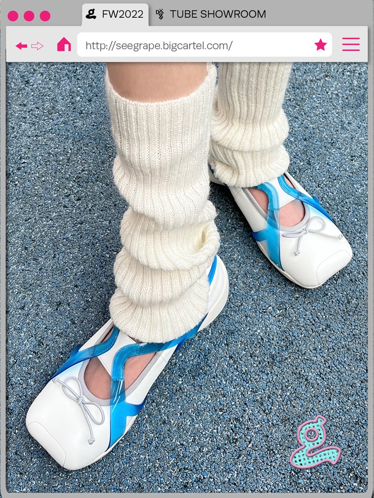 Image of Bow Tie Ballet Flats (Blue/White)