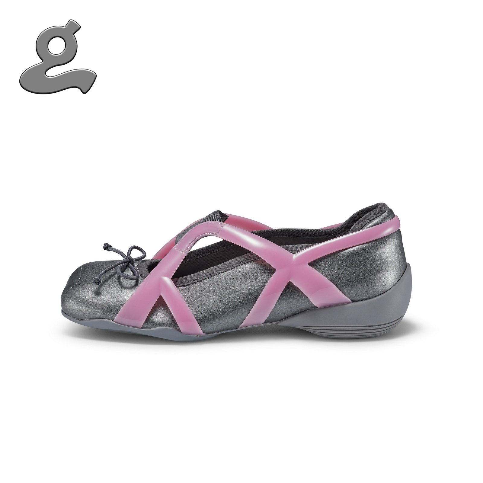 [Pre-Order] Bow Tie Ballet Flats (Pink/Grey)