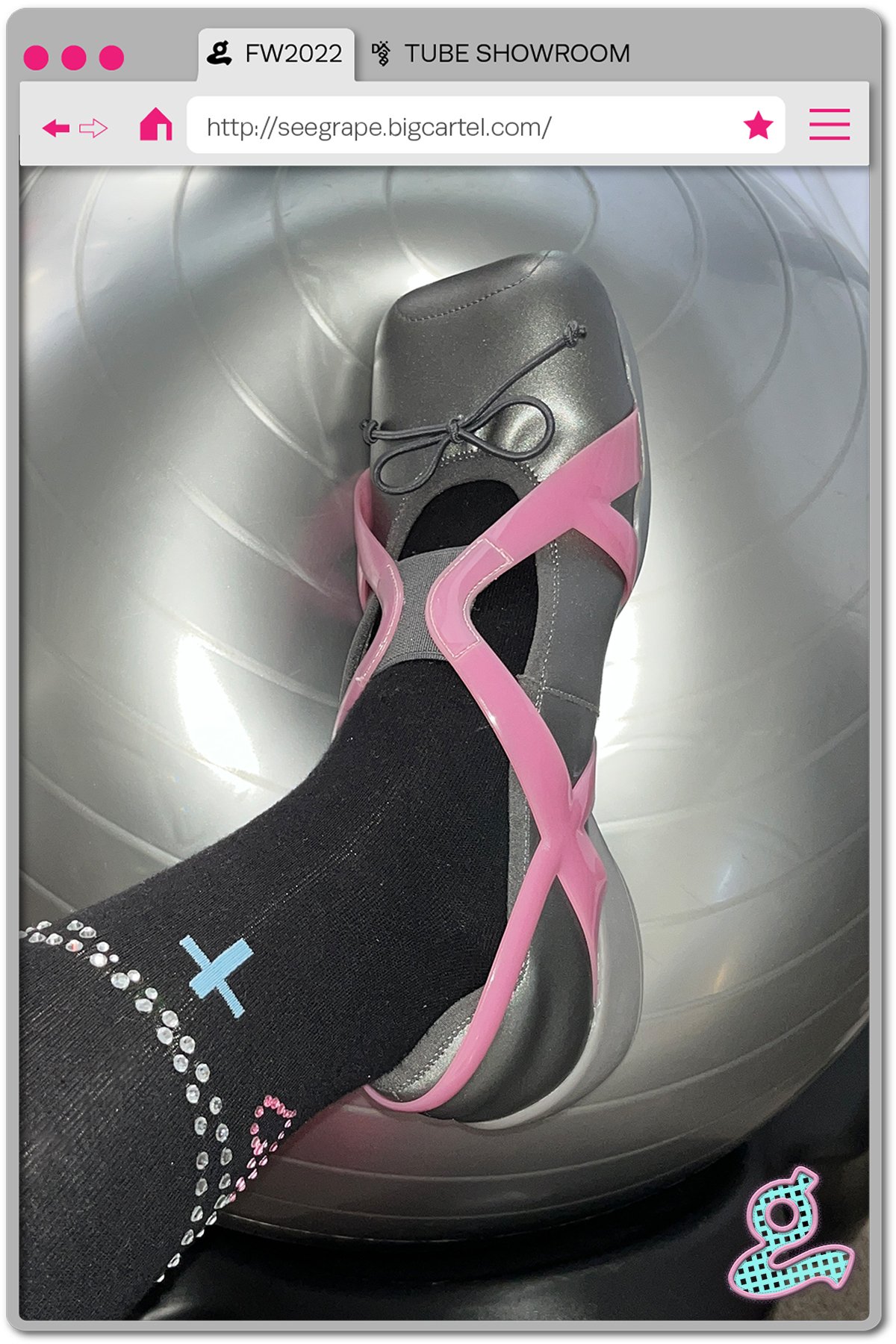 Image of Bow Tie Ballet Flats (Pink/Grey)