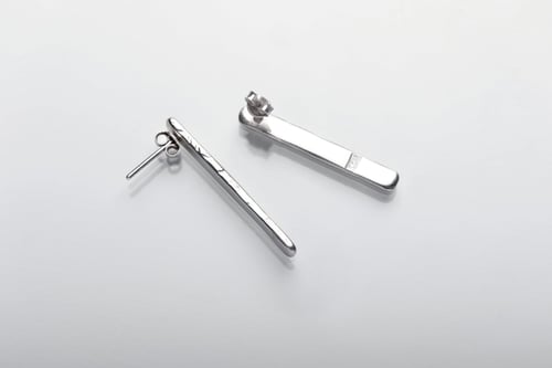 Image of Venice collection · silver long plain earrings with inscription · NEVER TO LEAVE SWEET VENICE ·