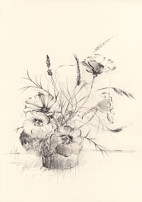 Vase of cosmos & nasturtium 