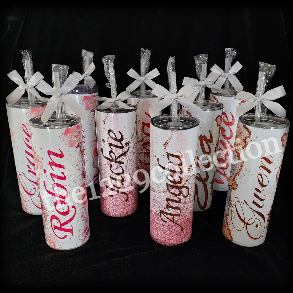 Personalized Tall Metal Tumblers with Lid and Straw Bridesmaid