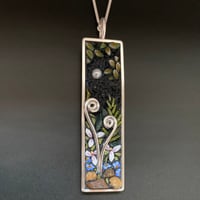 Image 1 of Night garden Pendant with Fiddleheads, Trillium and Forget-Me-Nots