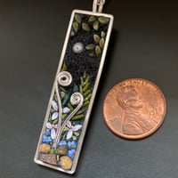 Image 2 of Night garden Pendant with Fiddleheads, Trillium and Forget-Me-Nots
