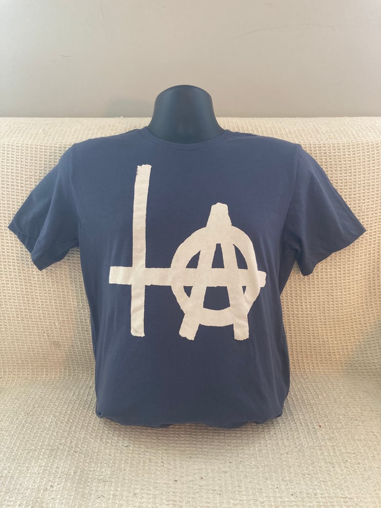 Image of BLUE "+@" LOGO SHIRT **SMALL ONLY**