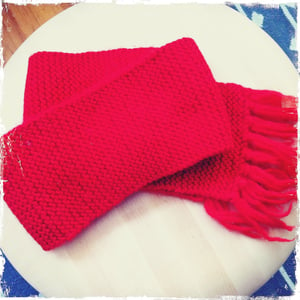Image of Hand knitted woolen scarf