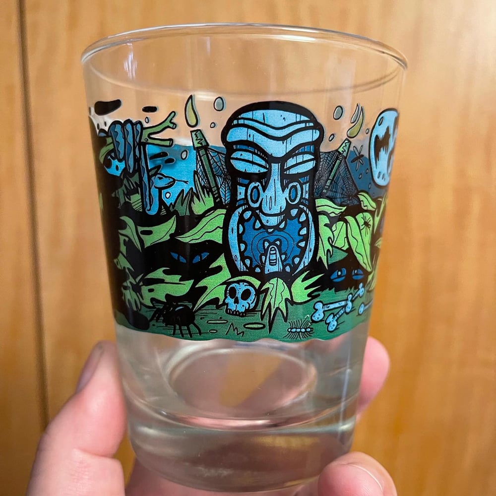 TROPICS BY NIGHT Full Color 15 oz Tiki Cocktail Glass